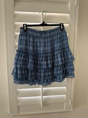 MISA Blue Tiered Ruffle Mini Skirt